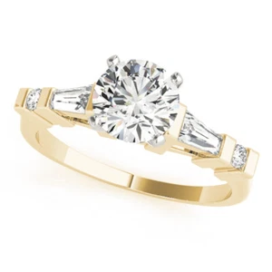 1.50 Ct Round Simulated Diamond Anniversary Ring 14K Real Yellow Gold Size 5.5  - Picture 1 of 7
