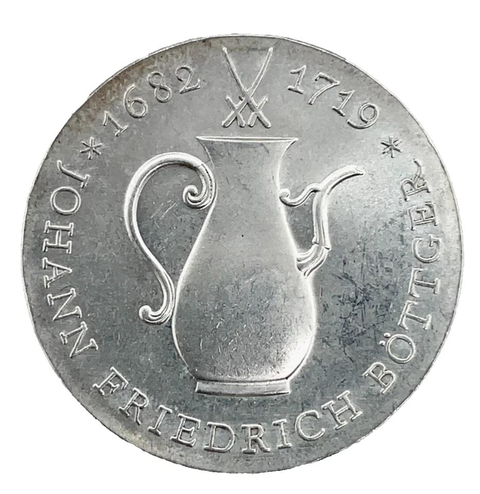 1969 GERMANY Johann Friedrich Bottger Pitcher 0.625 Silver 10 Mark Coin KM # 24 - Image 1 of 4