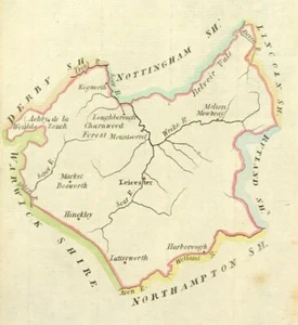 map Leicestershire John Aikin England Delineated 1803 Original with text - Picture 1 of 3