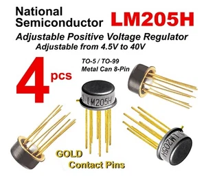 LOTTO 4 LM205H Regolatore di Tensione Regolabile da 4,5V a 40V Can-8 Perni Oro - SPEDIZIONE USA - Foto 1 di 3