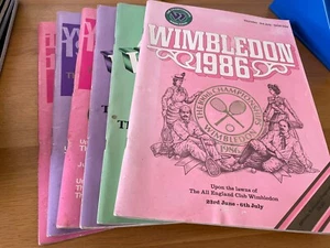 6 Wimbledon Tennis Championship Programmes Plus Centenary Magazine - Afbeelding 1 van 8