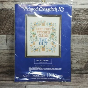 Needles 'N Hoops Printed Crosstitch Kit 327 Keep This Kitchen Clean Eat Out - Picture 1 of 4