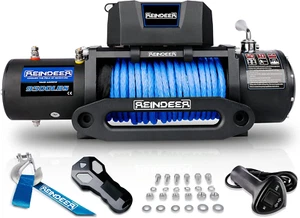 REINDEER 9500lbs Electric Winch Synthetic Rope 12V Towing Trailer Truck Off Road - Picture 1 of 8