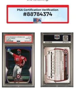 ELIJAH GREEN 2023 BOWMAN MEGA BOX MOJO PURPLE REFRACTOR rare Gem Mint PSA 10 214 - Picture 1 of 5