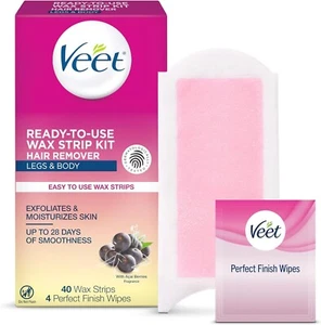 Veet Ready-To-Use Waxing Kit For Women | Wax Strips For Body Hair Removal, Wax K - Picture 1 of 12