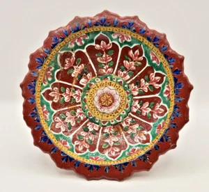 Benjarong Asian Thai Chinese Stem Platform Tazza Dish Earthenware 7" x 7" x 3"H - Picture 1 of 20