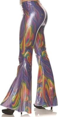 Underwraps Womens Metallic Holographic Swirl Bell Bottom 80's Costume 29396 - Image 1 of 3