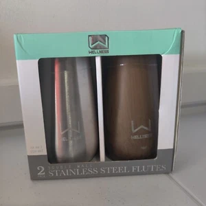 NiB Wellness 2er Pack doppelwandige Edelstahlflöten Edelstahl/Teak 30 $ 2C013 - Bild 1 von 1