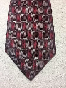 JOS A BANK MENS TIE RED BURGUNDY AND WHITE 4 x 60 - Picture 1 of 4
