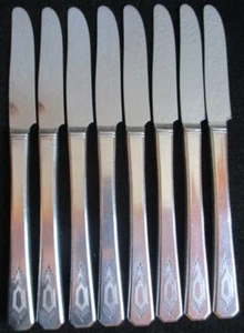 Nuart 1932 GRILLE KNIFE 8 3/8" Stainless Silver Plate ONEIDA no mono ~ Set of 8 - Picture 1 of 5