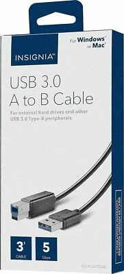 NEW Insignia USB 3.0 Type A Male to B Male Cable 3' for Printer Scanner HDD Mac - Image 1 of 2