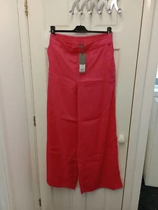 Mint Velvet 100% Linen Pink Wide Leg Trousers UK size 14 regular New With Tags - Picture 1 of 8