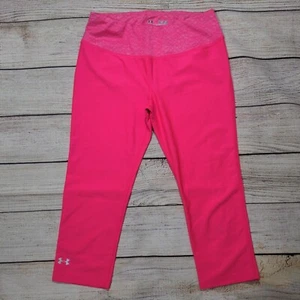 Under Armour Heat Gear Fitted Crop Athletic Capris Pink Pants Size XS - Picture 1 of 7