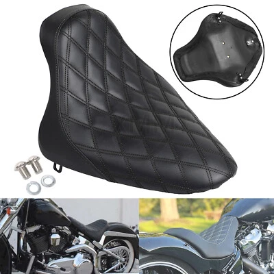 Black Driver Solo Seat For Harley Heritage Softail Classic FLSTC Fat Boy FXST Foto 1 de 4