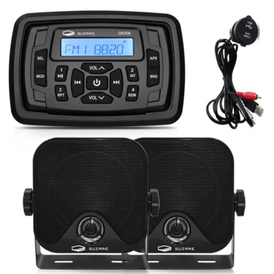 Marine Stereo Bluetooth Audio System ATV UTV Radio+ Waterproof Speaker+USB Cable - Image 1 of 4