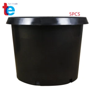 5Pcs 25 Gallon New Black Plant Flower Nursery Pot Plastic Nutrition Premium - Picture 1 of 12