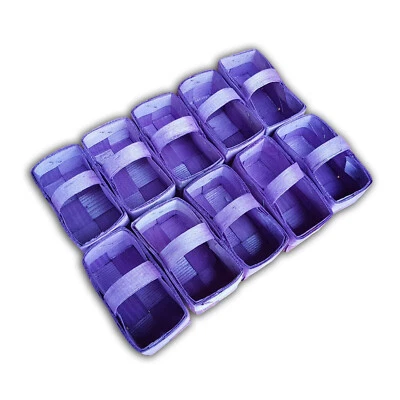 Wooden Small Baskets, Set of 10, Woven pine with handle hand-made Purple - Image 1 of 4