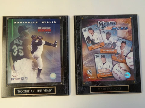 Lot of 2 Florida Marlins 2003 large plaques Dontrelle Willis, Aces MLB, L/E 600 Cover