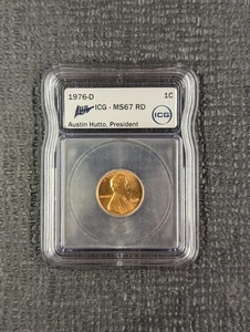 1976 D MS 67 Lincoln Memorial Cent ICG New AUSTIN HUTTO Signed White Label - Picture 1 of 4