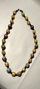 Vintage/Antique Venetian Fancy Gold & Wedding Cake Glass Beads Beaded Necklace. - Picture 1 of 5