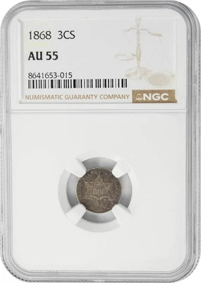 1868 Three Cent 3CS AU55 NGC 950506-1 - Image 1 of 4