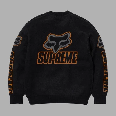 Brand New Supreme Fox Racing Knit Sweater Black/Orange FW25 - Medium - Image 1 of 4