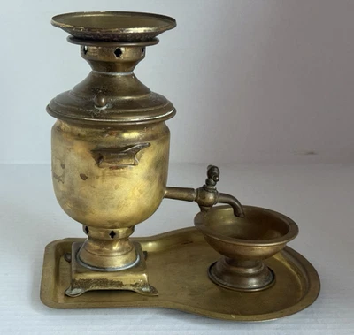 Antigo Samovar Russo de Latão - Bule 7 Polegadas de Altura C.1910 Estampado - Imagem 1 de 4