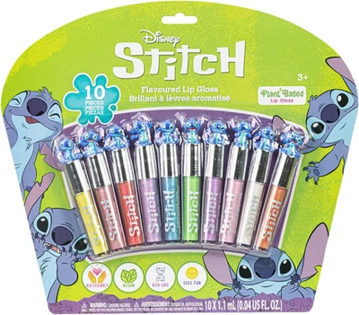 TOWNLEY GIRL Stitch 10 Piece Plant Based Lip Gloss, Girls Party Favours, First Makeup Set for