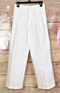 Zara Damen XS weiße Palazzohose Leinen/Baumwollmischung hoher Reisfalten Taschen - Bild 1 von 10