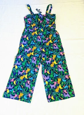 Novo MODCLOTH Romper Ousado Feminino Grande Animal Psicodélico Estampa Selva Sem Mangas - Imagem 1 de 4