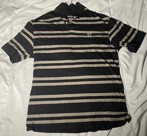Cambridge Classics Men’s Large 3/4 Button Up Shirt XXL Black & Gray Stripe - Picture 1 of 5