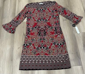 SANDRA DARREN Women's Dress Pullover Long Sleeve Size 8 Colorful Stretch NWT - Picture 1 of 8