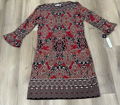 Vestido pulóver para mujer SANDRA DARREN manga larga talla 8 colorido elástico nuevo con etiquetas Foto 1 de 4