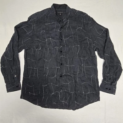 Jhane Barnes Linen Club Party Shirt Mens XLarge Textured Striped Button Up Great - Image 1 of 4