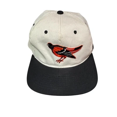 Gorra de béisbol vintage Baltimore Orioles Snap Back blanca negra MLB Starter años 90 Foto 1 de 4