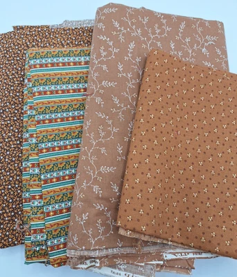 Vtg. Cotton Fabric Lot:  OVER SEVEN Yards 7 Pcs Stripe Floral,  Cranston DESTASH - Image 1 of 3