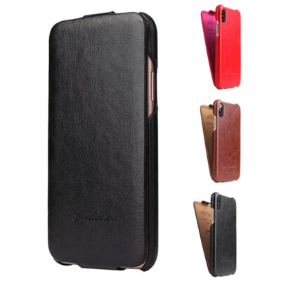 Vertical Flip Case PU Leather Phone Cover for iPhone 16e/15/14/13/12/11 XR SE 8 - Image 1 of 4