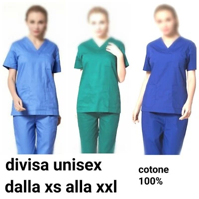 Divisa sanitària ospedaliera infermiere  cotone 100% medico - Immagine 1 di 4