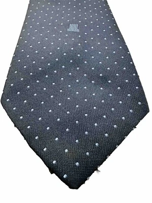 Corbata de seda vintage LANVIN azul marino corbata geométrica logotipo azul cielo puntos abstractos Foto 1 de 4