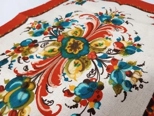 Lino cotone fiori dipinti Norvegia 12x17 - Foto 1 di 7