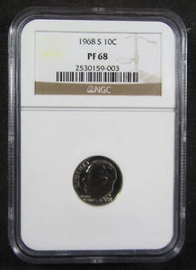 1968-S 10c NGC PF68. Desirable in this high grade. (525044) - Picture 1 of 2