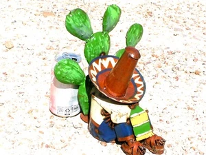 Metal Art Colorful Sombrero Siesta Pancho Man sculpture, Junk Iron Garden Art - Picture 1 of 5