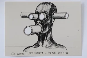 Tomi Ungerer : "Black and White", 1985 seltene Kunst-Postkarte - Picture 1 of 2