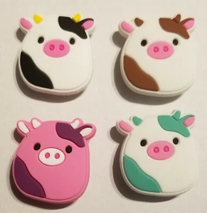 Kawaii Cows 4pc Shoe Charm Set! NEW! Croc Compatible! For Shoes, Bracelets, Craf - Picture 1 of 2