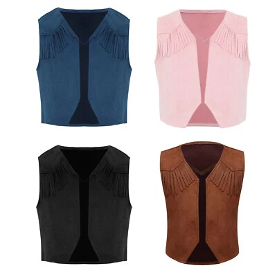 Kids Boys Cowboy Vest Waistcoat Western Dress Up for Halloween Carnival Party - Image 1 of 3