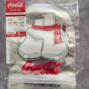 Coca cola Gift Zip bags A red scarf and two Cokes Christmas 5 pcs DAISO - Picture 1 of 4