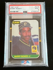 1987 LEAF #219 BARRY BONDS PSA 9 MINT ROOKIE RC. HR KING. WE COMBINE SHIPPING - Picture 1 of 4