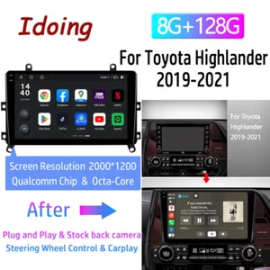 For Toyota Highlander 2019-2021 Android 12 Car Stereo Radio GPS Navi CarPlay - Picture 1 of 20