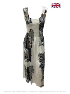 Womens Plus Size Curve Abstract Print Maxi Elasticated Dress Up to UK SIZE22 P48 - Picture 1 of 1