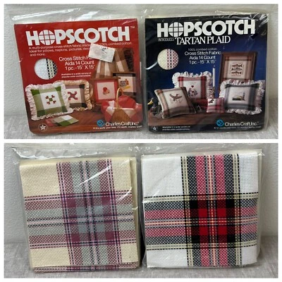 Charles Craft Hopscotch Tartan Plaid Cross Stitch Fabric Aida 14 Count 15" X 15" - Image 1 of 4